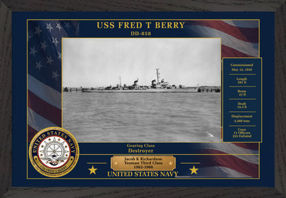 USS Fred T Berry DD-858 Framed Patriotic Photo