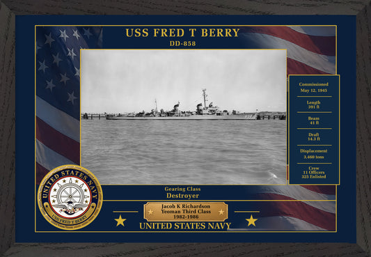 USS Fred T Berry DD-858 Framed Patriotic Photo
