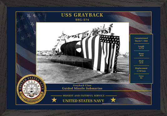 USS Grayback SSG-574 Framed Patriotic Photo