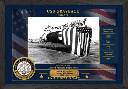 USS Grayback SSG-574 Framed Patriotic Photo