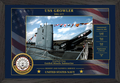 USS Growler SSG-577 Framed Patriotic Photo