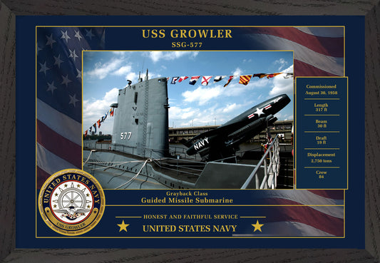 USS Growler SSG-577 Framed Patriotic Photo