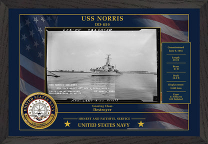 USS Norris DD-859 Framed Patriotic Photo