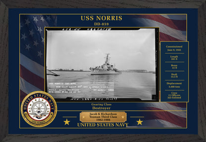 USS Norris DD-859 Framed Patriotic Photo