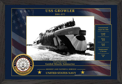 USS Growler SSG-577 Framed Patriotic Photo