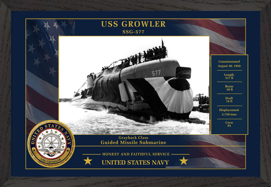 USS Growler SSG-577 Framed Patriotic Photo