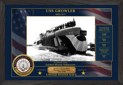 USS Growler SSG-577 Framed Patriotic Photo
