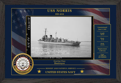USS Norris DD-859 Framed Patriotic Photo
