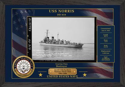 USS Norris DD-859 Framed Patriotic Photo