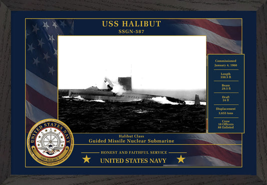 USS Halibut SSGN-587 Framed Patriotic Photo