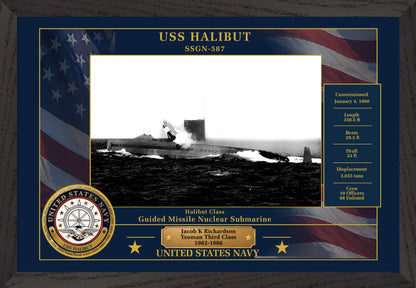 USS Halibut SSGN-587 Framed Patriotic Photo