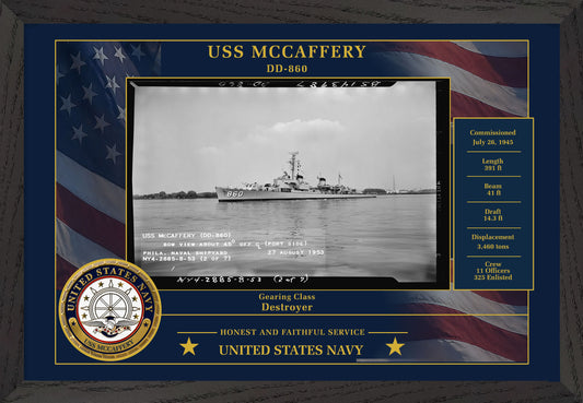 USS Mccaffery DD-860 Framed Patriotic Photo