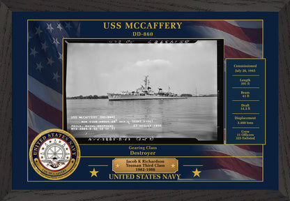 USS Mccaffery DD-860 Framed Patriotic Photo