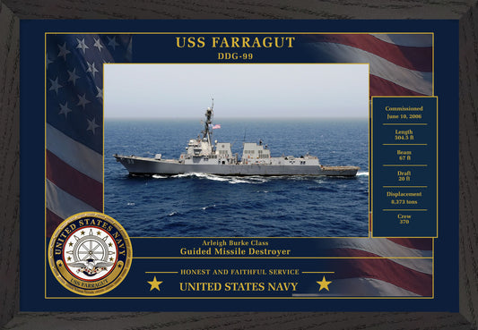 USS Farragut DDG-99 Framed Patriotic Photo