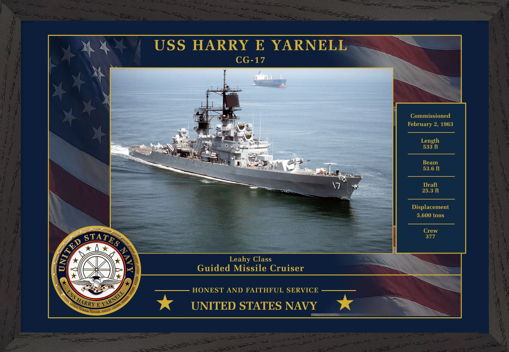 USS Harry E Yarnell CG-17 Framed Patriotic Photo