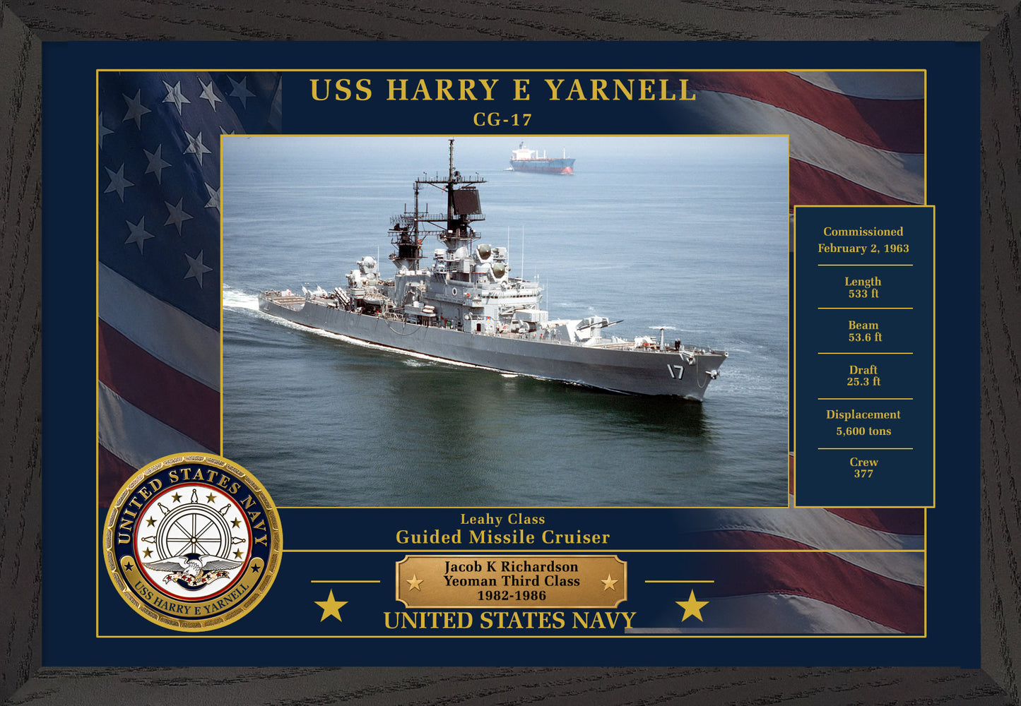 USS Harry E Yarnell CG-17 Framed Patriotic Photo