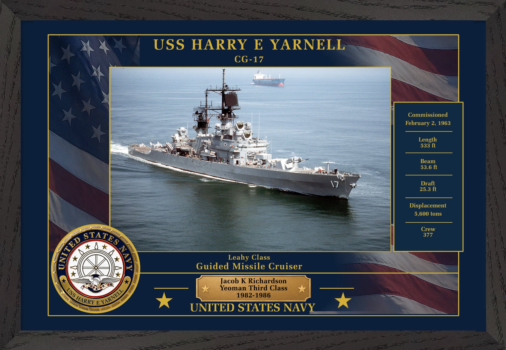 USS Harry E Yarnell CG-17 Framed Patriotic Photo