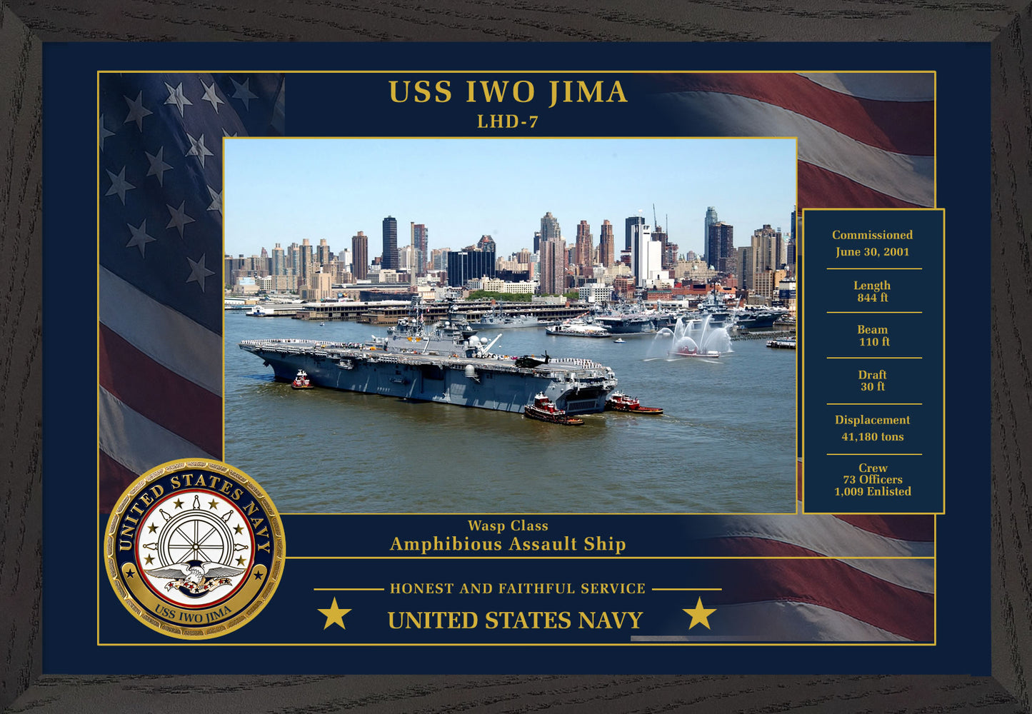 USS Iwo Jima LHD-7 Framed Patriotic Photo