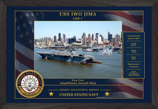 USS Iwo Jima LHD-7 Framed Patriotic Photo