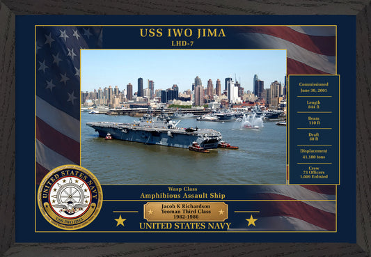 USS Iwo Jima LHD-7 Framed Patriotic Photo