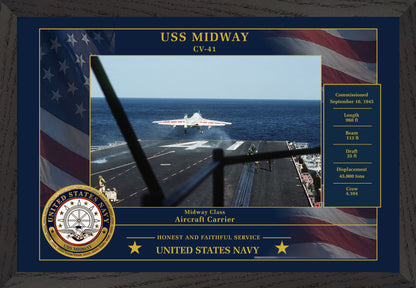 USS Midway CV-41 Framed Patriotic Photo