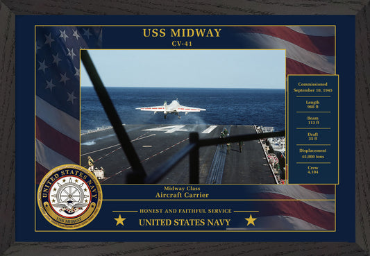 USS Midway CV-41 Framed Patriotic Photo