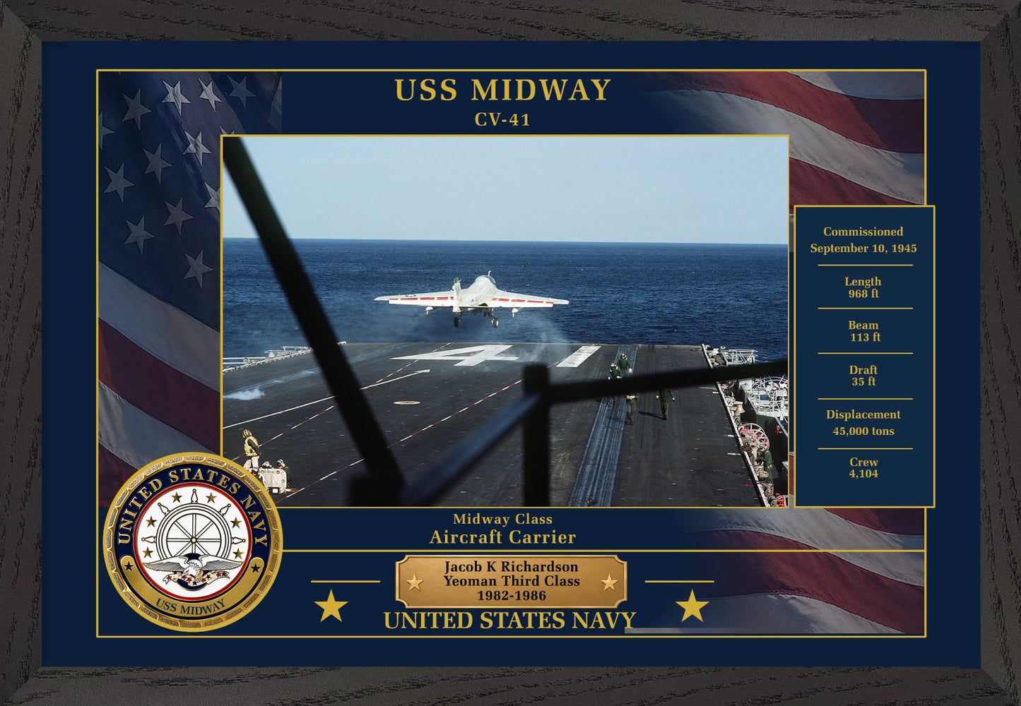 USS Midway CV-41 Framed Patriotic Photo