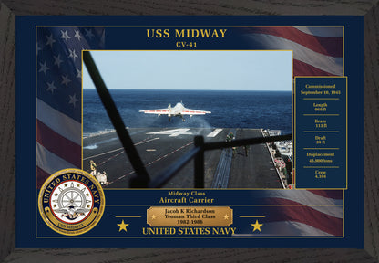 USS Midway CV-41 Framed Patriotic Photo