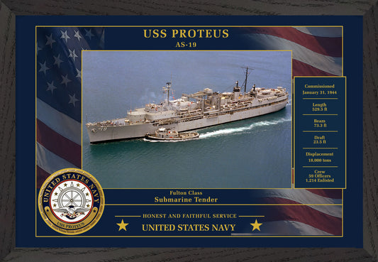 USS Proteus AS-19 Framed Patriotic Photo