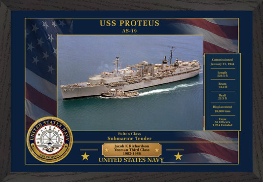 USS Proteus AS-19 Framed Patriotic Photo