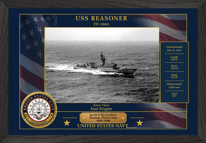 USS Reasoner FF-1063 Framed Patriotic Photo