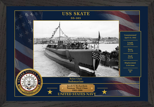 USS Skate SS-305 Framed Patriotic Photo