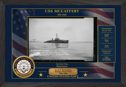 USS Mccaffery DD-860 Framed Patriotic Photo