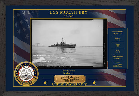 USS Mccaffery DD-860 Framed Patriotic Photo