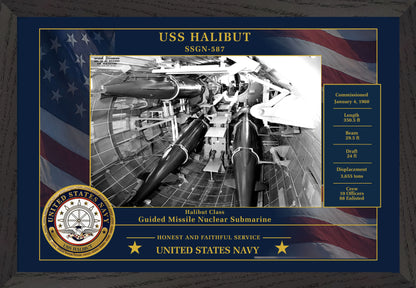 USS Halibut SSGN-587 Framed Patriotic Photo