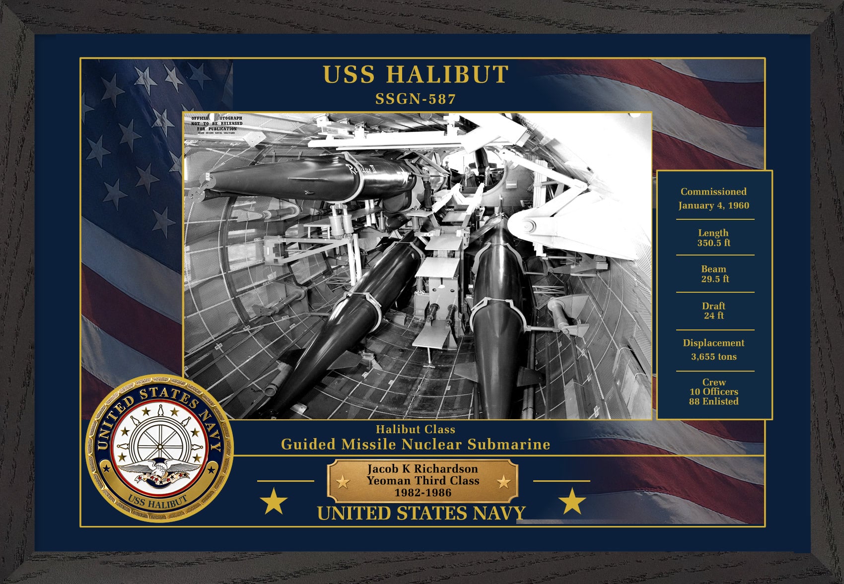 USS Halibut SSGN-587 Framed Patriotic Photo