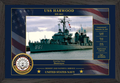 USS Harwood DD-861 Framed Patriotic Photo