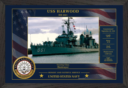 USS Harwood DD-861 Framed Patriotic Photo