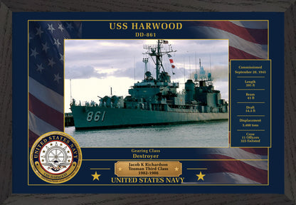 USS Harwood DD-861 Framed Patriotic Photo