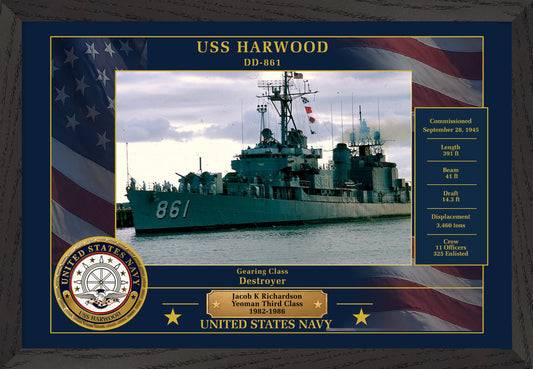 USS Harwood DD-861 Framed Patriotic Photo