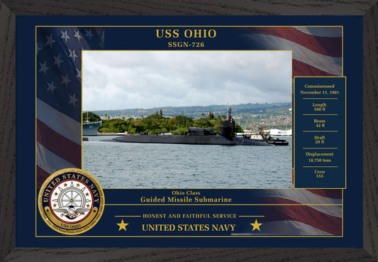 USS Ohio SSGN-726 Framed Patriotic Photo
