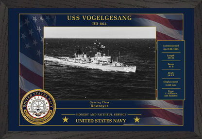 USS Vogelgesang DD-862 Framed Patriotic Photo
