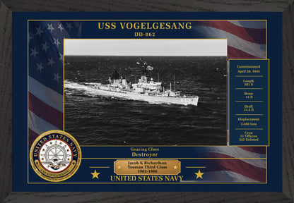 USS Vogelgesang DD-862 Framed Patriotic Photo