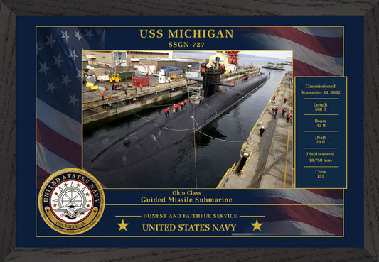 USS Michigan SSGN-727 Framed Patriotic Photo