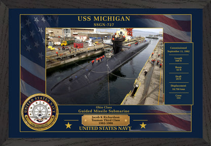 USS Michigan SSGN-727 Framed Patriotic Photo