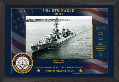 USS Steinaker DD-863 Framed Patriotic Photo