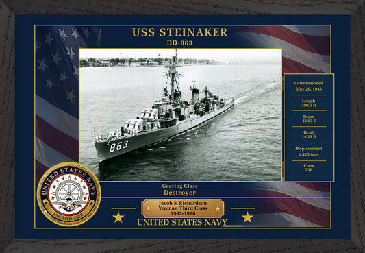 USS Steinaker DD-863 Framed Patriotic Photo
