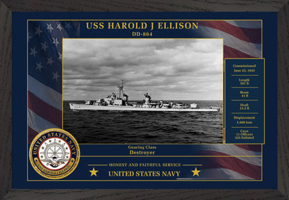 USS Harold J Ellison DD-864 Framed Patriotic Photo