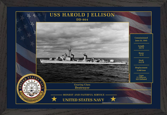 USS Harold J Ellison DD-864 Framed Patriotic Photo