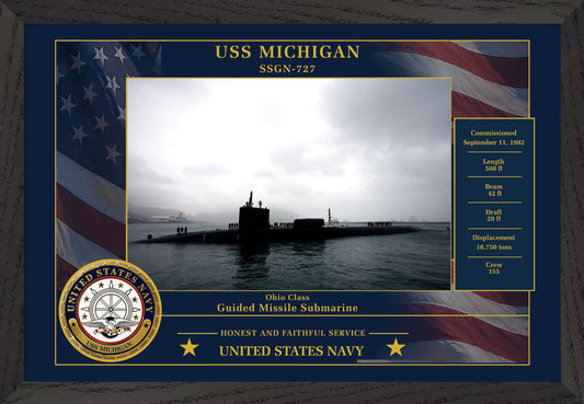 USS Michigan SSGN-727 Framed Patriotic Photo